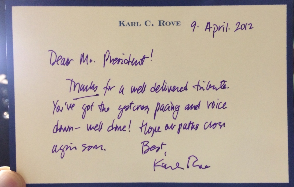 Karl Rove written testimonial